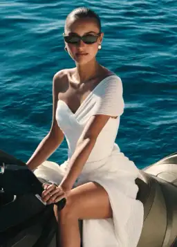 Meshki White Shirred Chiffon Maxi Dress for rent on The Volte - image 4