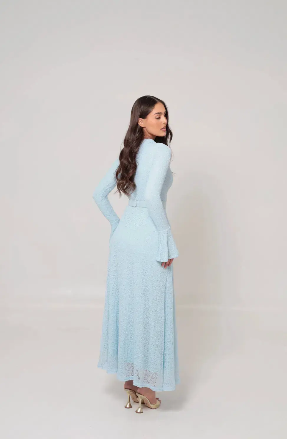Alaía Muse Diana Lace Dress in Blue Size S / AU 8 for rent on The Volte - main image