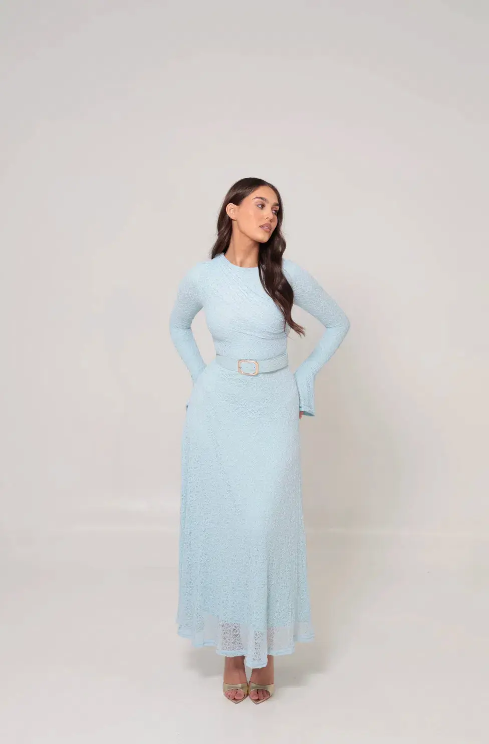 Alaía Muse Diana Lace Dress in Blue Size S / AU 8 for rent on The Volte - main image