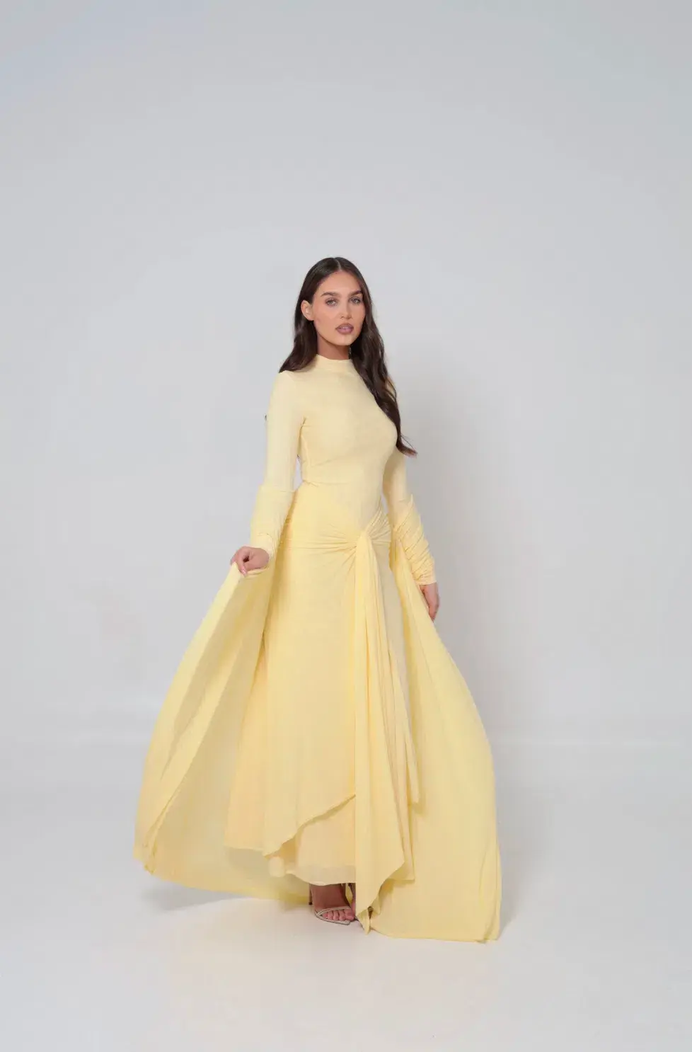 Alaía Muse Azalea Cape Dress in Yellow Size S / AU 8 for rent on The Volte - main image