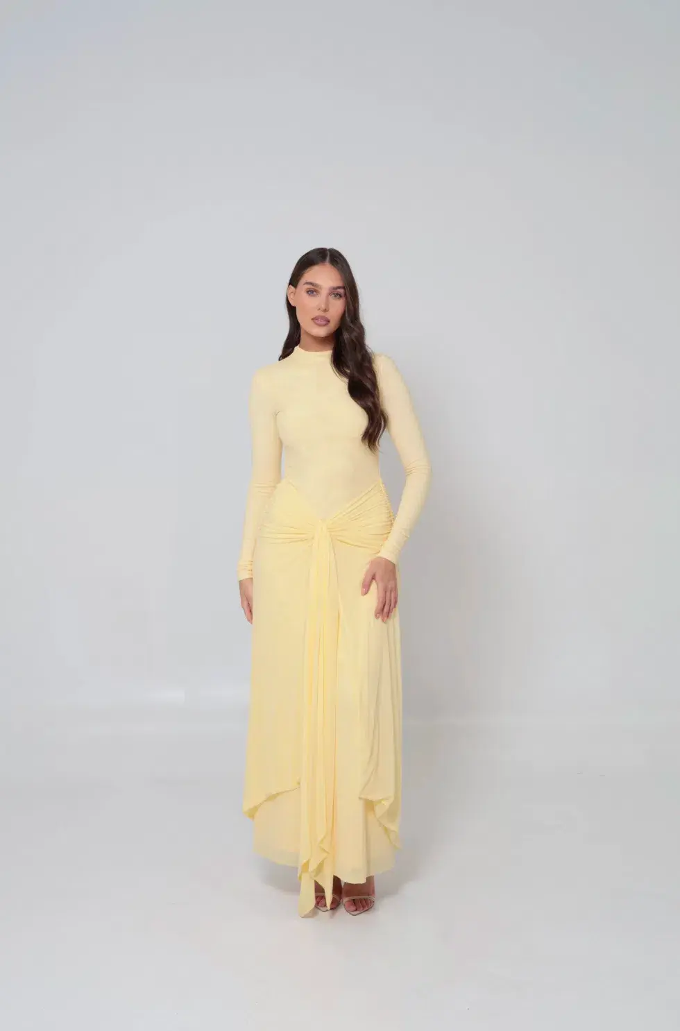 Alaía Muse Azalea Cape Dress in Yellow Size S / AU 8 for rent on The Volte - main image