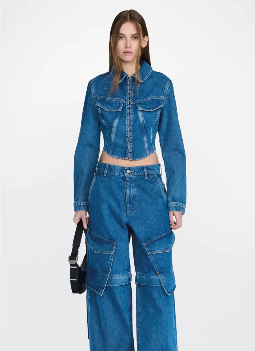 Denim Corset Top And Pant Set for rent on The Volte - main image