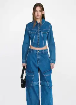 Denim Corset Top And Pant Set for rent on The Volte - image 1