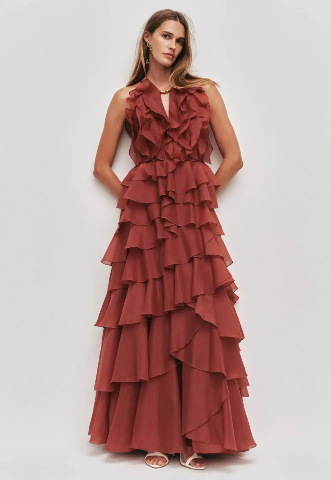 Aje Cleo Gown Size 14 Rust for rent on The Volte - main image