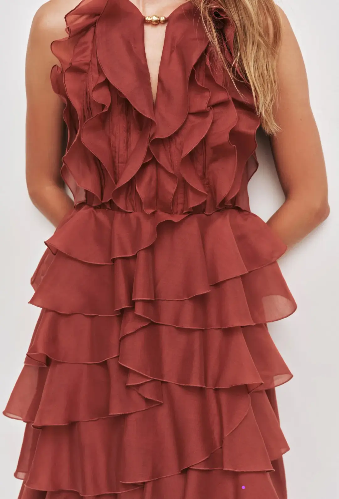 Aje Cleo Gown Size 14 Rust for rent on The Volte - main image