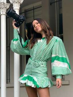 Mackenzie Mode Seeing Stars Dress Green/White Size 6 for rent on The Volte - image 3