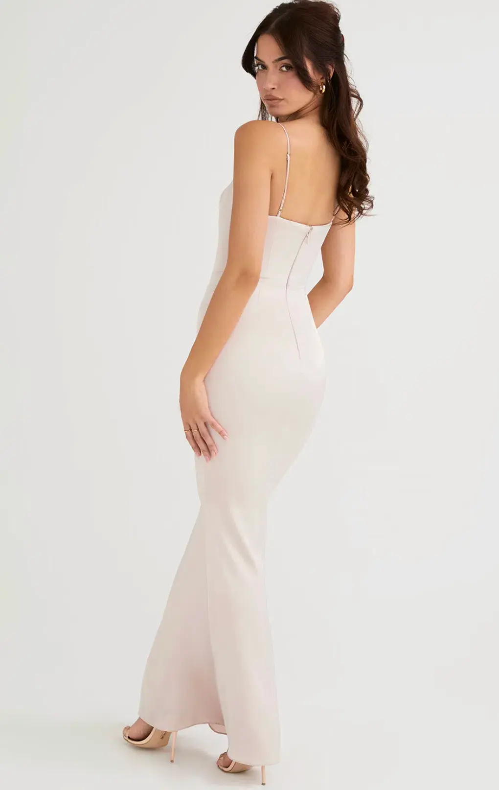 House of CB Olivette Crystal Satin Corset Maxi Dress Pink for rent on The Volte - main image