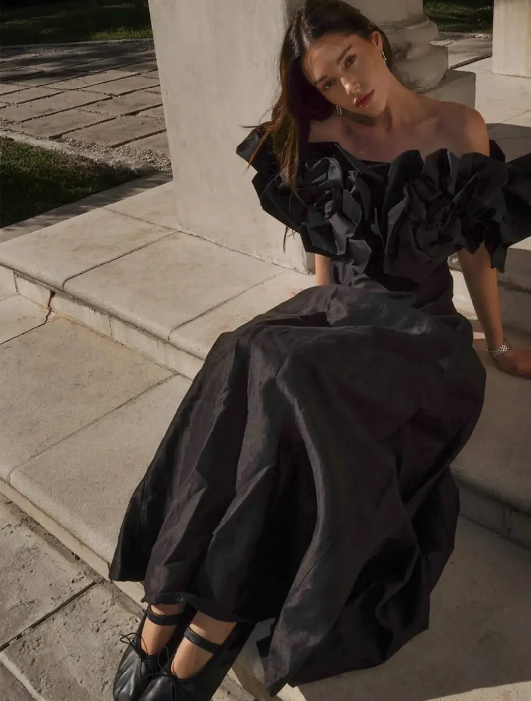 Aje Etta Midi Dress size 10 Black for rent on The Volte - main image