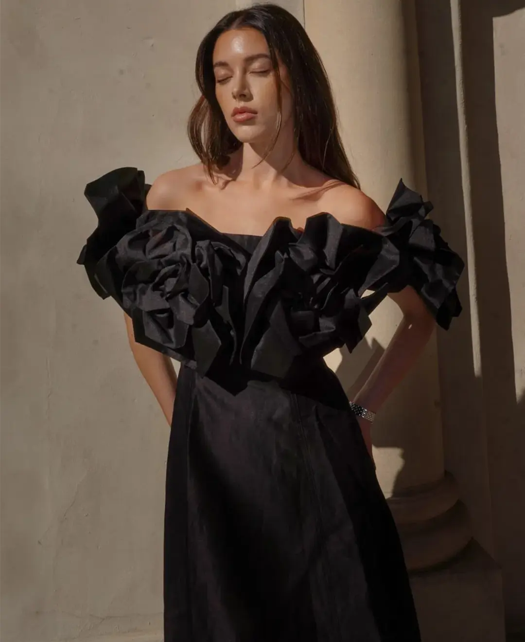 Aje Etta Midi Dress size 12 Black for rent on The Volte - main image