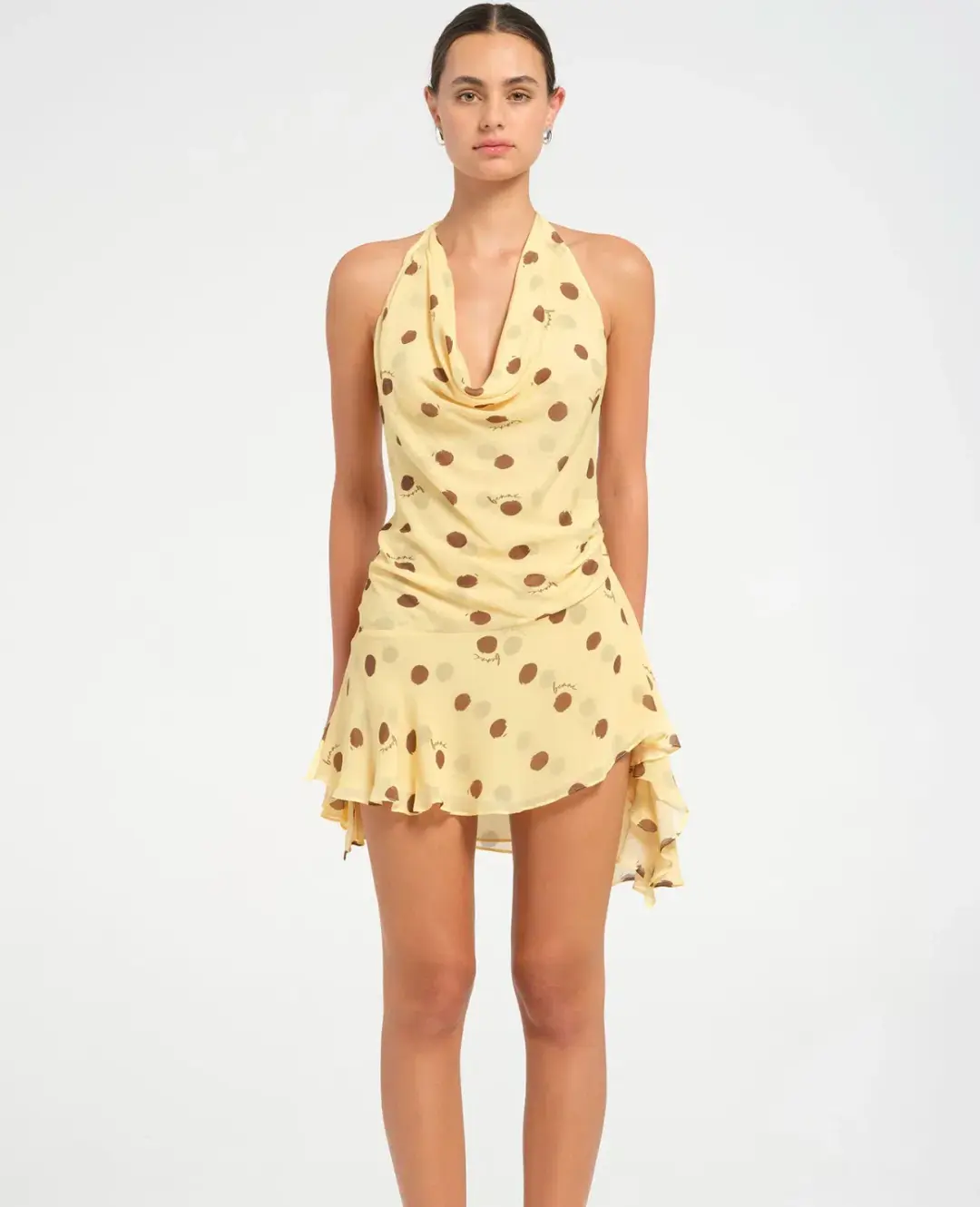 Benni Harlow Halter Mini Dress in Yellow size 8 for rent on The Volte - main image