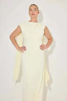 Odd Muse Drape Maxi Dress, Buttercream, Size M/AU10 for rent on The Volte - image 3