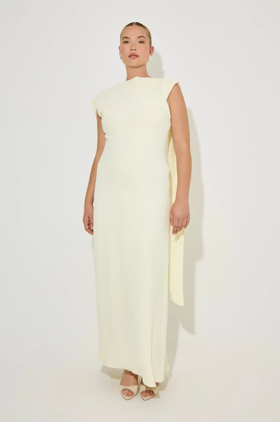 Odd Muse Drape Maxi Dress, Buttercream, Size M/AU10 for rent on The Volte - main image