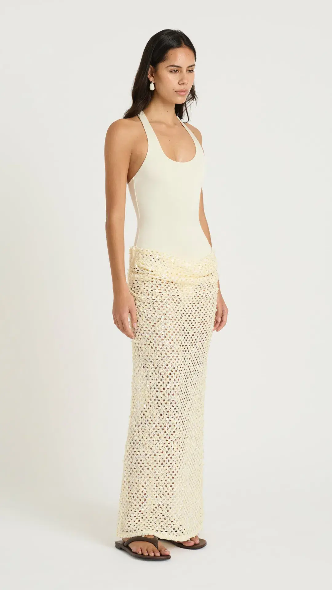 Benni Ariel Maxi Dress in Shell Size 8 for rent on The Volte - main image