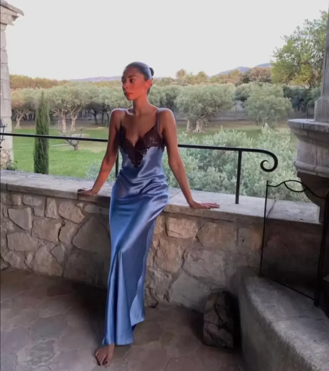 Sir the Label Danseurs Lace Slip Dress Blue Size 1/Au 8 for rent on The Volte - main image