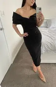 Rachel Gilbert Matteo Midi Dress in Black RG 1 / AU 10 for rent on The Volte - main image