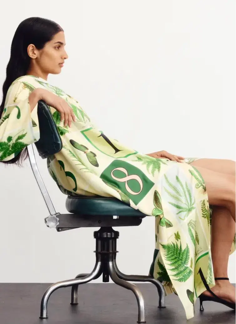 Oroton Fern Garden 100% Silk Shirt Column Dress Size 10 fit 12 NWT for rent on The Volte - main image