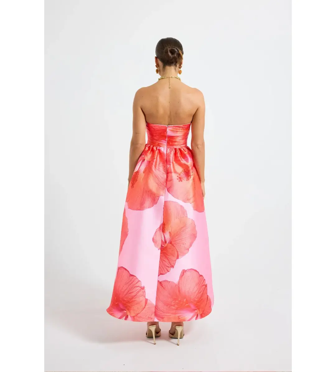 Pasduchas Kalani Strapless Midi Dress Raspberry Size AU 12 for rent on The Volte - main image