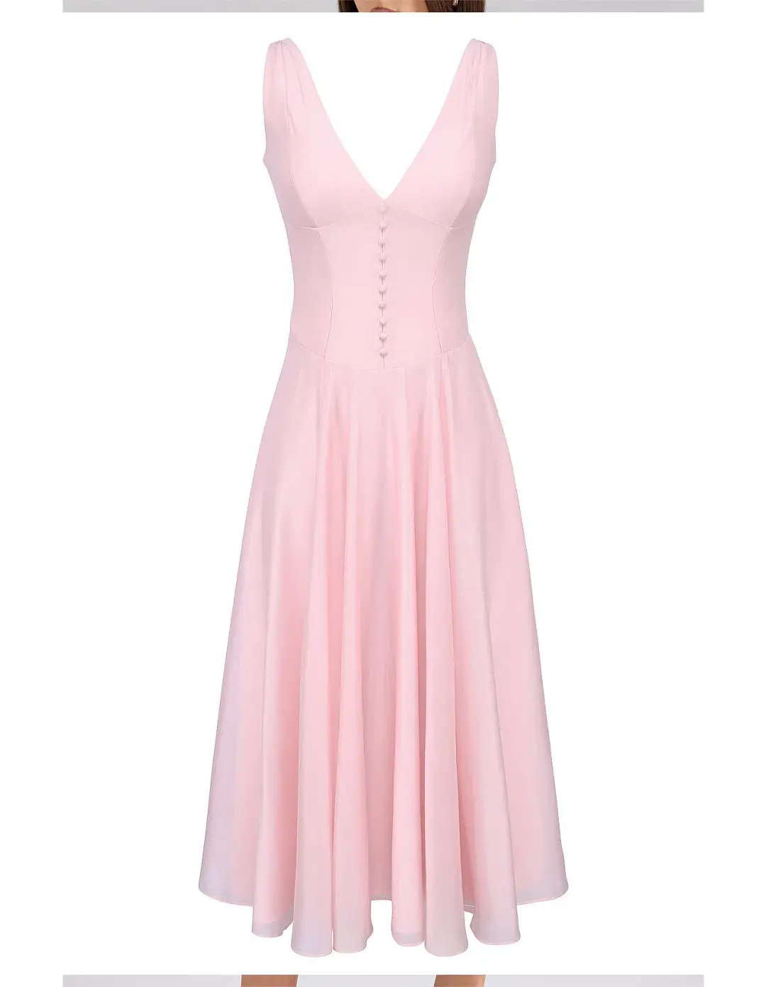 House of CB SAMIRA Pink Chiffon Button Midi Dress for rent on The Volte - main image