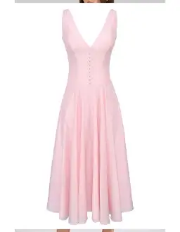 House of CB SAMIRA Pink Chiffon Button Midi Dress for rent on The Volte - image 3