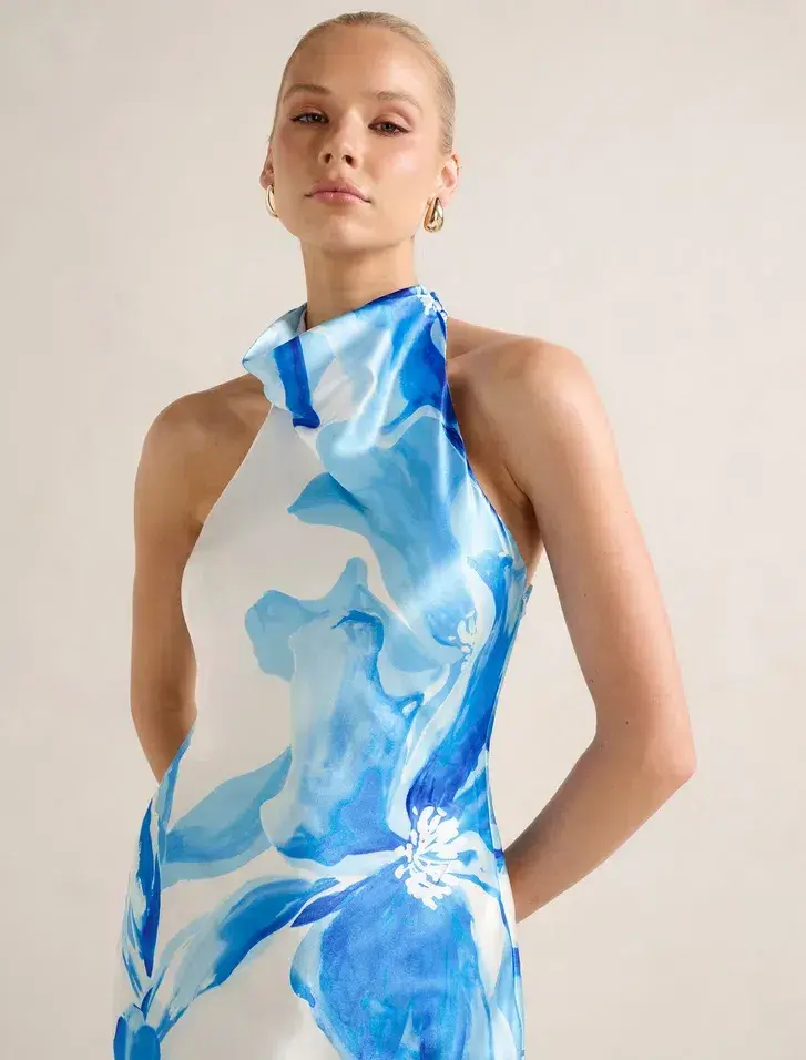 Forever New Clementine High Neck Satin Maxi Dress - Image 3