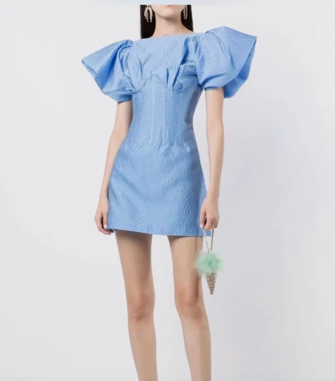 Rachel Gilbert Emiko Mini Dress in Blue for rent on The Volte - main image
