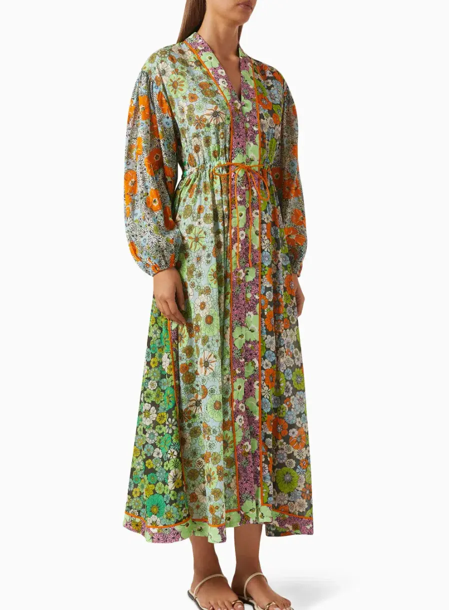 Alemais Orange Blossom Spliced Midi Dress Floral Size 16 - Image 4