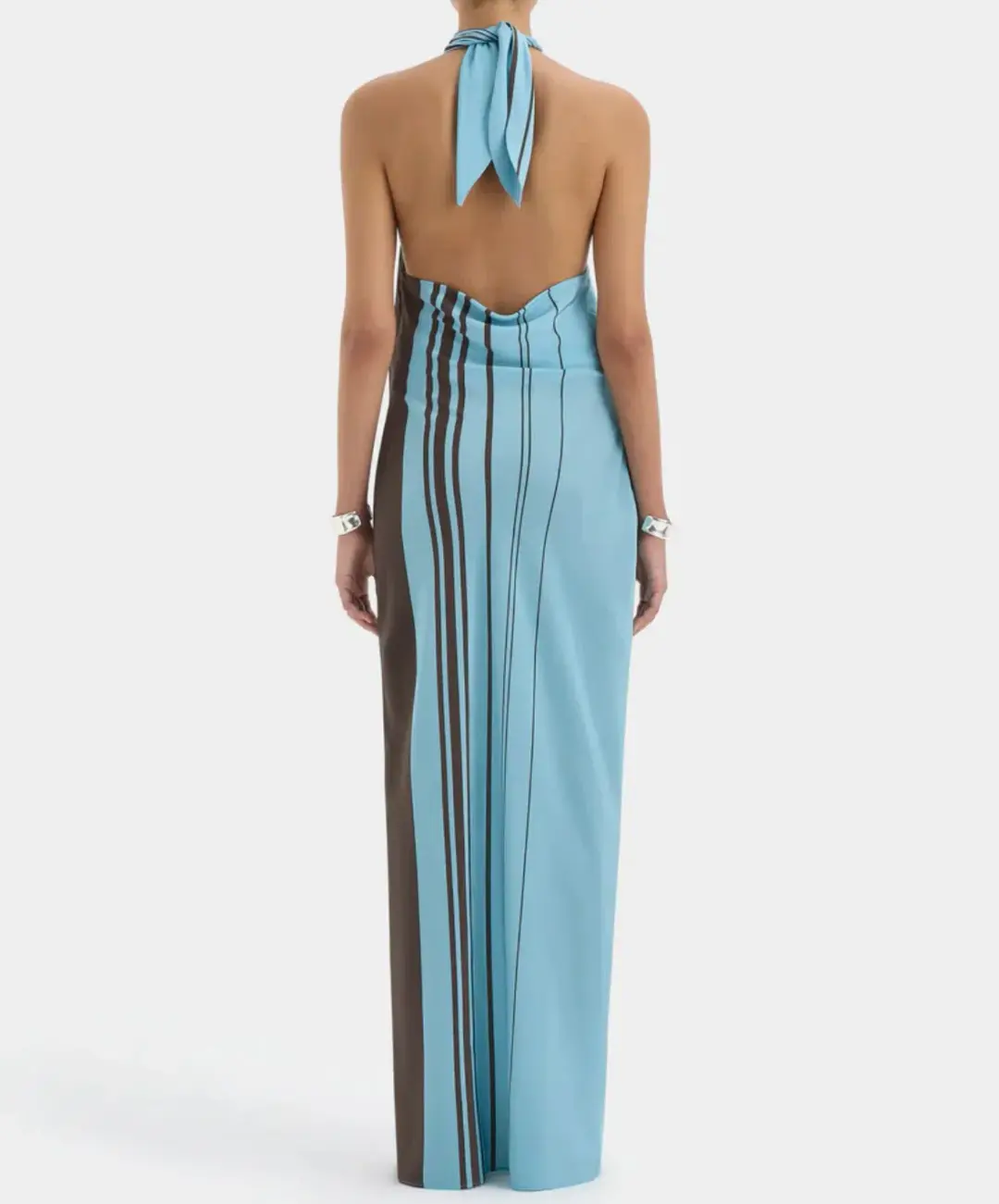 SIR RIOJA HALTER SCARF MAXI DRESS | PACHA MINERAL STRIPE for rent on The Volte - main image