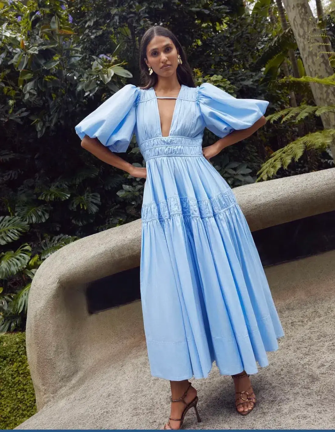 Aje Fallingwater Gathered Midi Dress size 8 Blue - Image 4