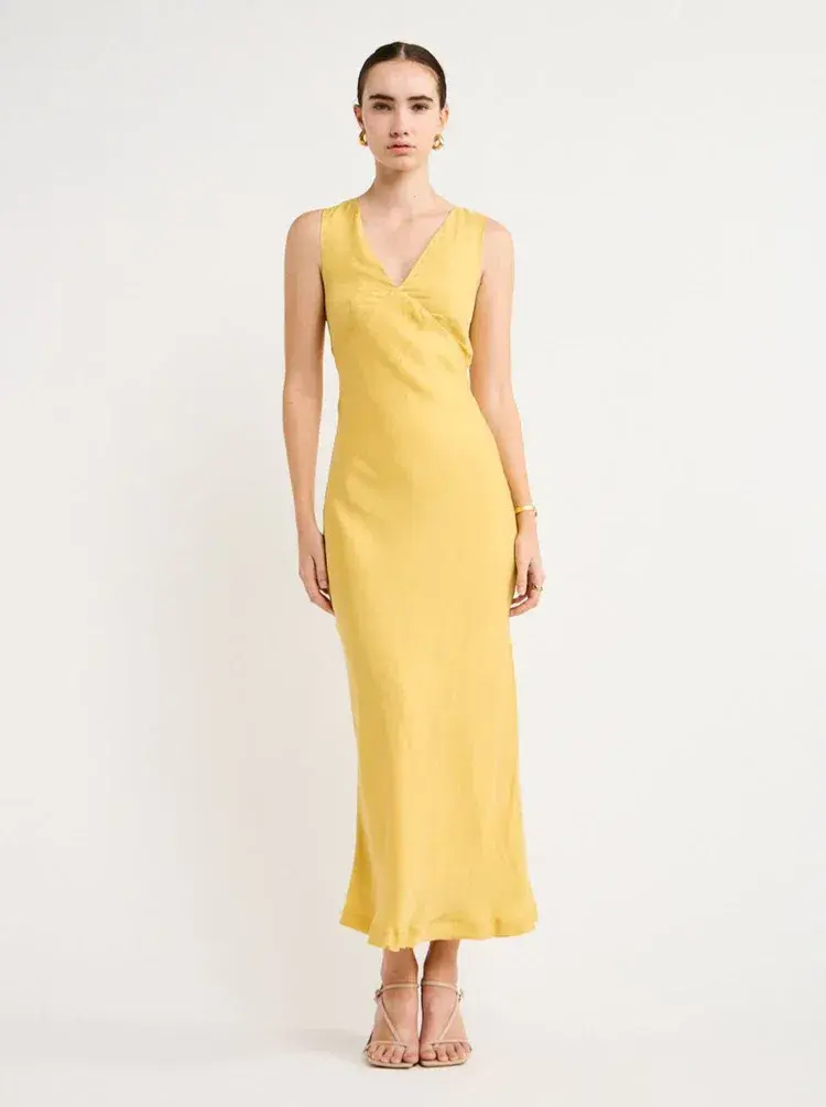 Sovere Arcade Slip Dress In Golden Size 6 for rent on The Volte - main image