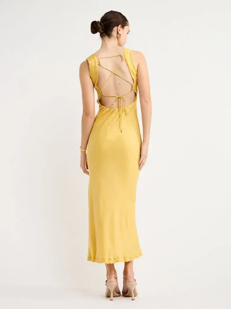 Sovere Arcade Slip Dress In Golden Size 6 - Image 2