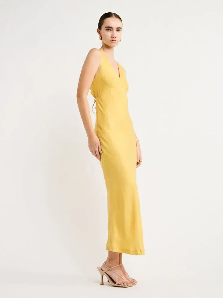 Sovere Arcade Slip Dress In Golden Size 6 for rent on The Volte - main image