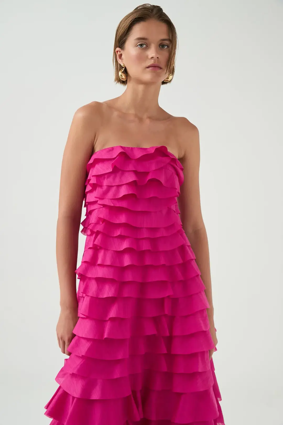 Aje / Fleur Pleated Gown / Magenta / Size 8 for rent on The Volte - main image