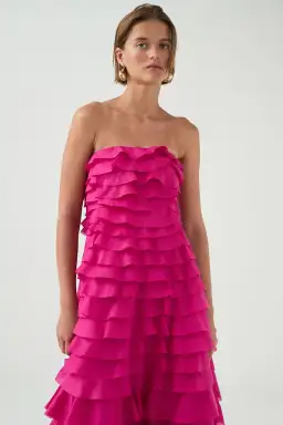 Aje / Fleur Pleated Gown / Magenta / Size 8 for rent on The Volte - image 4
