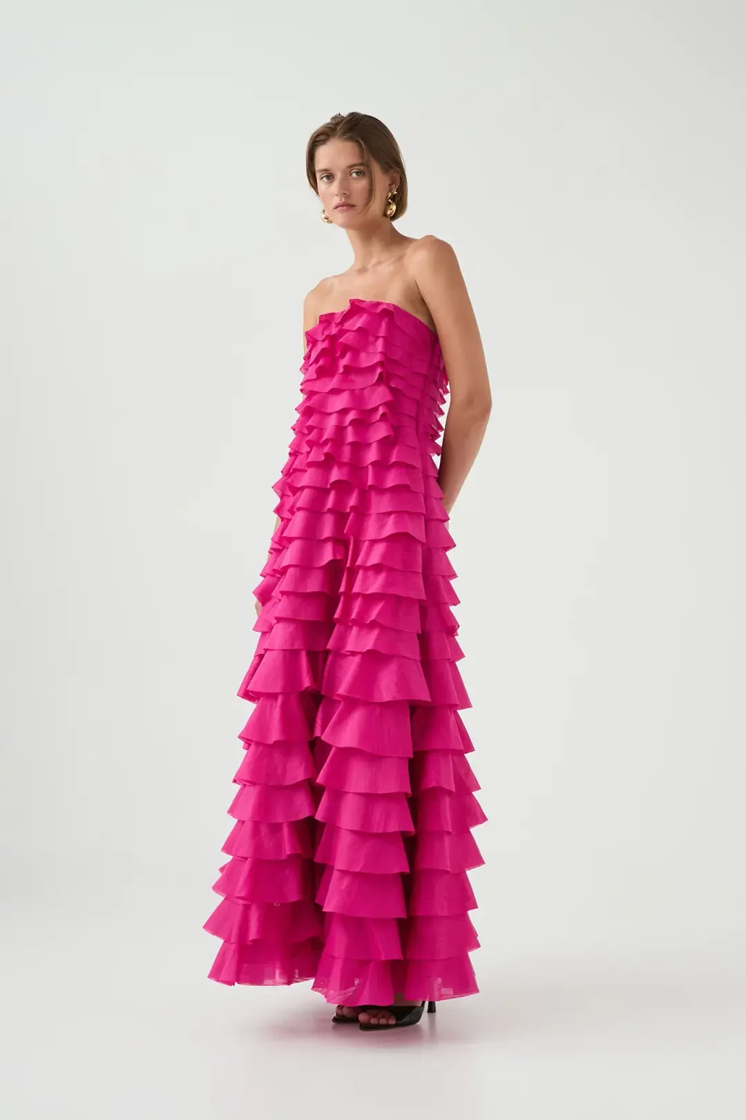 Aje / Fleur Pleated Gown / Magenta / Size 8 for rent on The Volte - main image