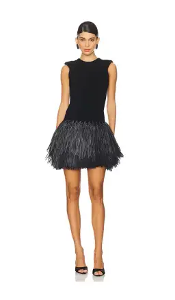 AJE Rushes Raffia Mini Dress Black Small S 8 for rent on The Volte - image 3