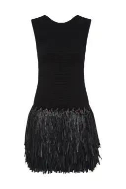 AJE Rushes Raffia Mini Dress Black Small S 8 for rent on The Volte - image 1