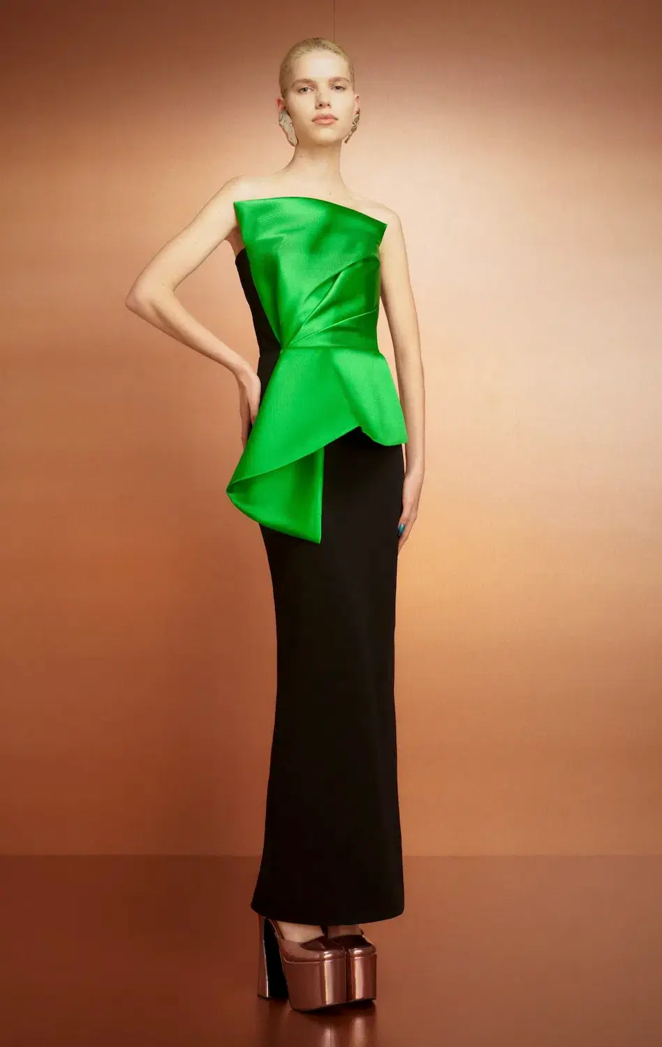The Zuri Maxi Dress in Bright Green and Black - Image 1