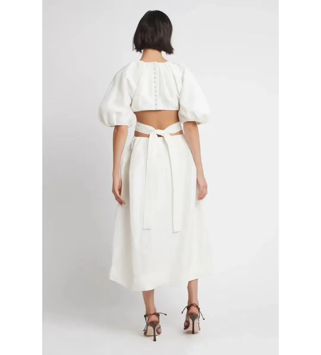 Aje Mimosa Cutout Midi Dress In Ivory - Size 8 - Image 3