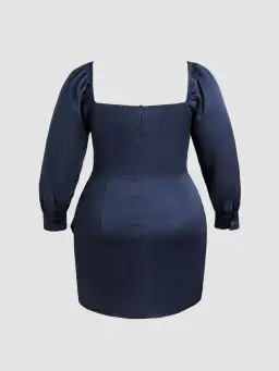 Ruched Navy Mini Dress Size 22 for rent on The Volte - image 2