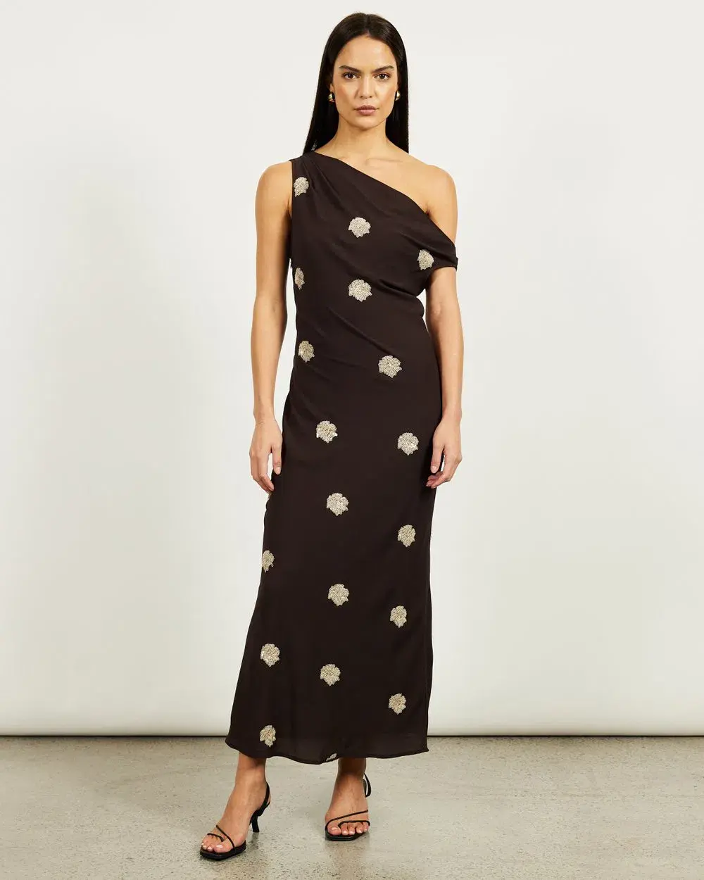 Lover - Emilia Sequin Flower Maxi Dress Chocolate Brown size 6 - Image 1