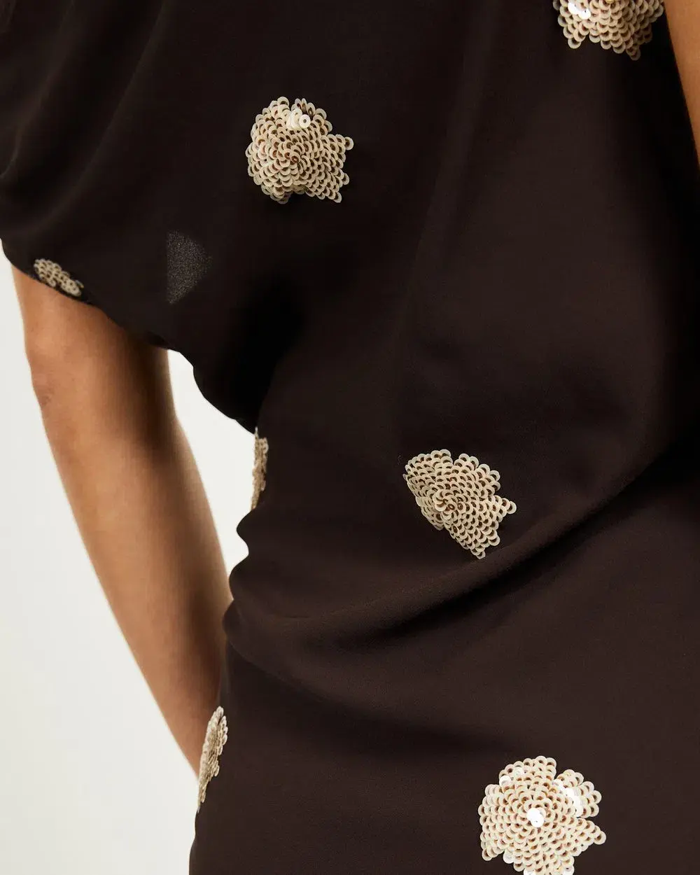 Lover - Emilia Sequin Flower Maxi Dress Chocolate Brown size 6 - Image 3