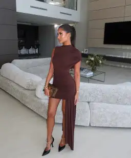 De La Vali Ravenna Mini Dress in Chocolate Brown Size Small for rent on The Volte - image 1