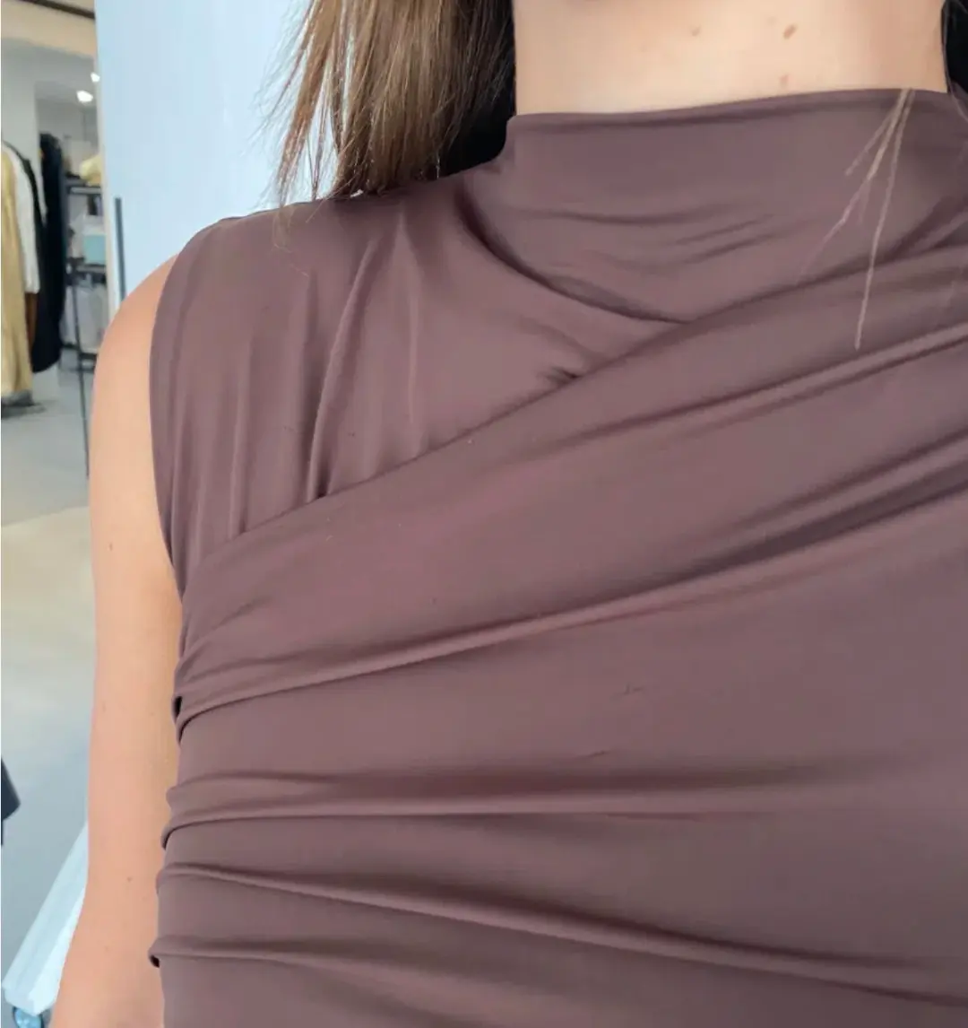 De La Vali Ravenna Mini Dress in Chocolate Brown Size Small for rent on The Volte - main image