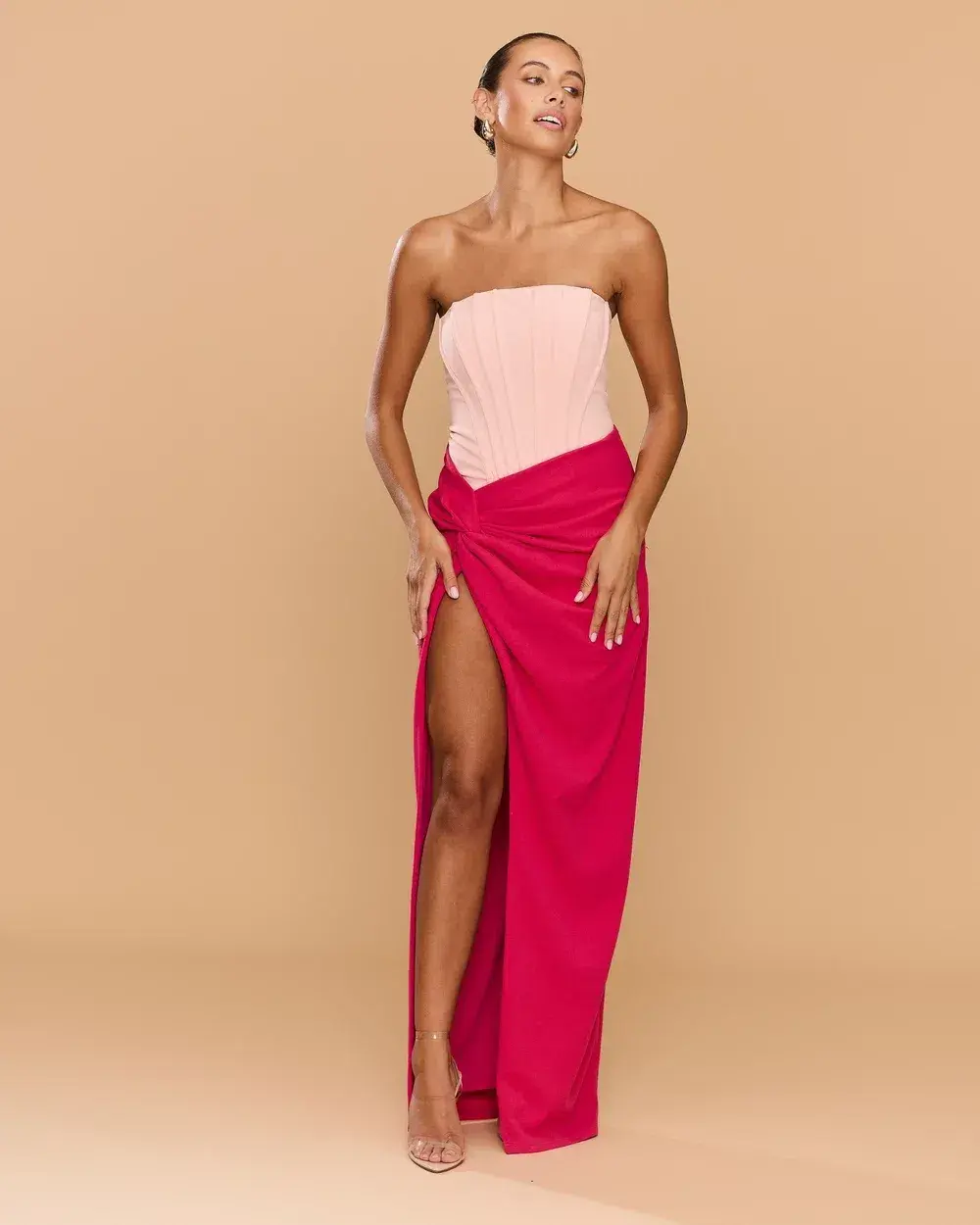 Pink Maxi Cinthia Dress by Catherine Ferraro Size 8 for rent on The Volte - main image