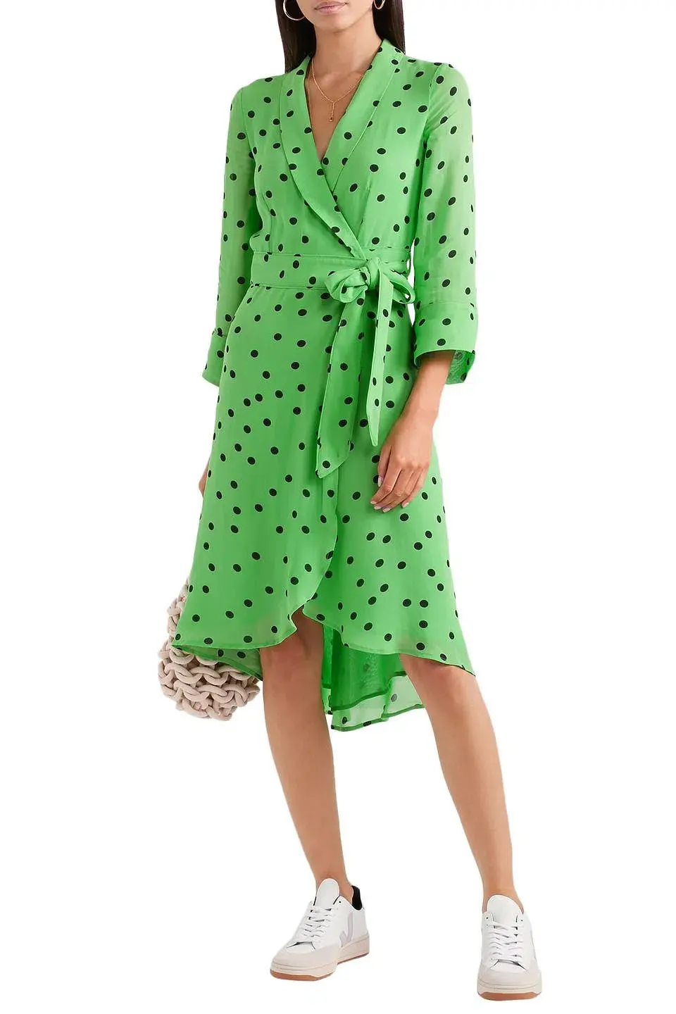 Ganni Polka Dot Wrap Dress size 40 for rent on The Volte - main image