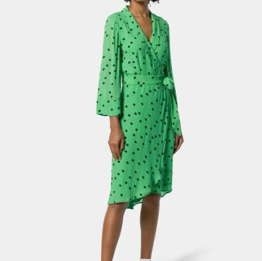 Ganni Polka Dot Wrap Dress size 40 for rent on The Volte - main image