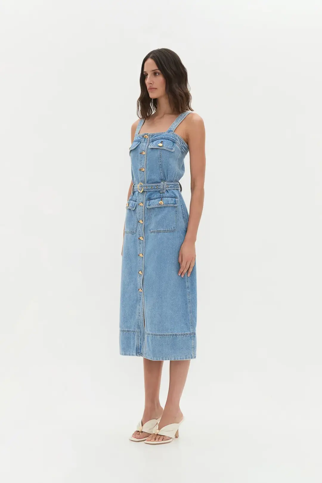 AJE HOLLAND DENIM MIDI DRESS (Size 14) for rent on The Volte - main image
