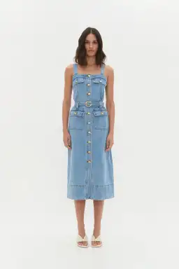 AJE HOLLAND DENIM MIDI DRESS (Size 14) for rent on The Volte - image 1