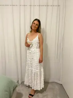 Sheike White Heaven V Neck Maxi Dress. Size 8 for rent on The Volte - image 2