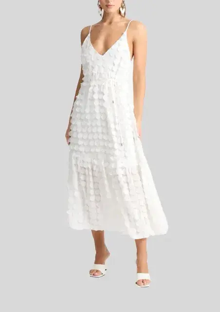 Sheike White Heaven V Neck Maxi Dress. Size 8 for rent on The Volte - main image